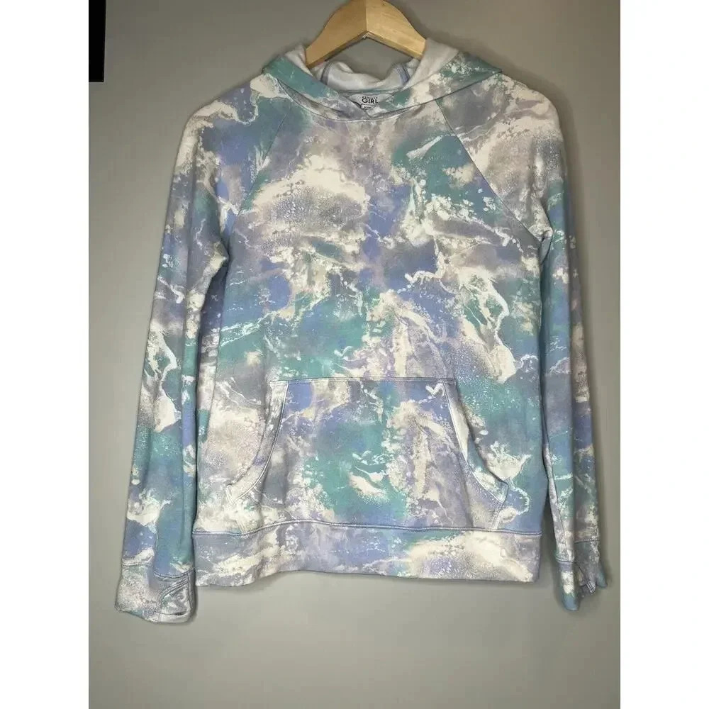 Athleta Girls Blue Green Tie-Dye Hoodie Sweatshirt